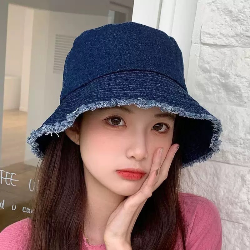 日系渔夫帽子女显脸小休闲百搭遮阳防晒牛仔太阳帽潮ins韩版盆帽