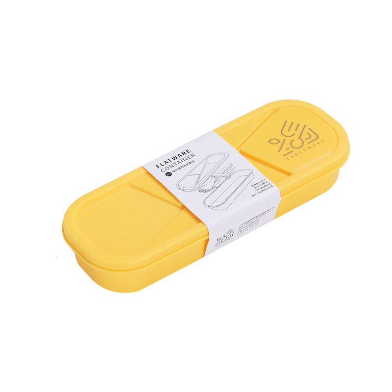 Plastic portable cutlery set knife, fork, spoon and chopsticks four-piece working students lunch cutlery combination Item Picture
