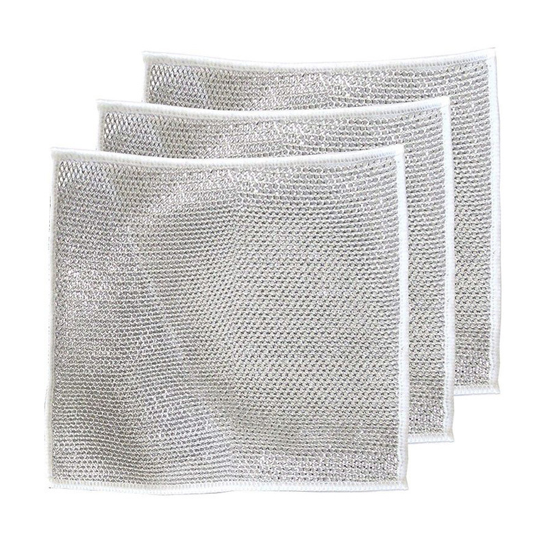 Silver Dishcloth Fuji Merchant Cleaning Cloth Mesh Non-Stick Dishcloth Kitchen Stove Washing Dish Washing Pot Cleaning Cloth Item Picture