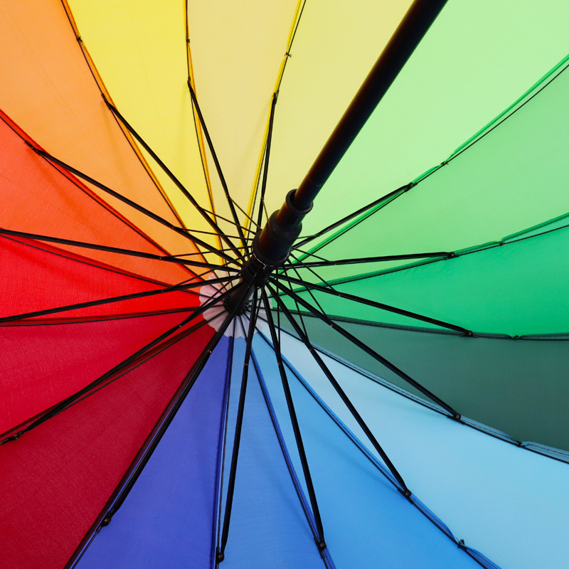 16-bone rainbow umbrella advertising umbrellas can be made into logo printing creative automatic long-handled straight pole advertising gift umbrellas for wholesale Specification image