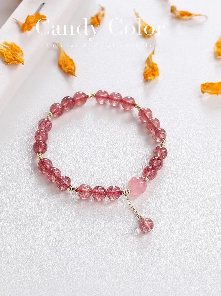 925 silver strawberry crystal bracelet niche design light luxury simple female students exquisite bracelet token