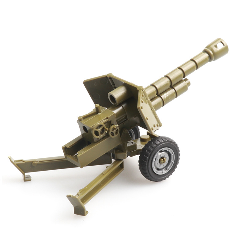 Foreign trade assembly building blocks, soldiers, third-party minifigure accessories, weapons, howitzers, rocket launchers, anti-aircraft guns, military toys Application Scenario