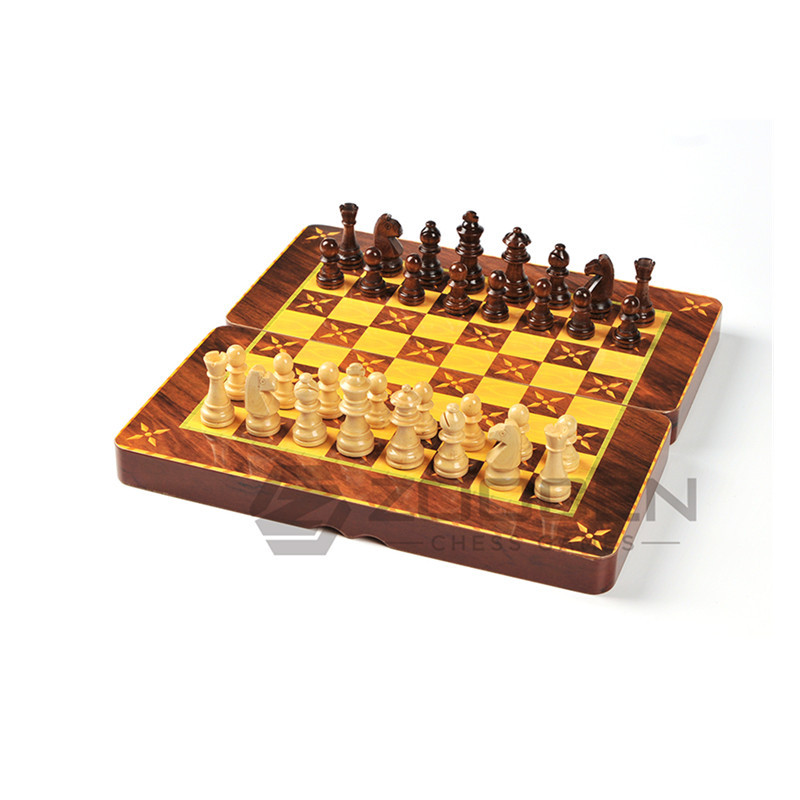 木质国际象棋折叠3合1套装国际跳棋西洋双陆棋木制棋子39.5CM包邮详情图1
