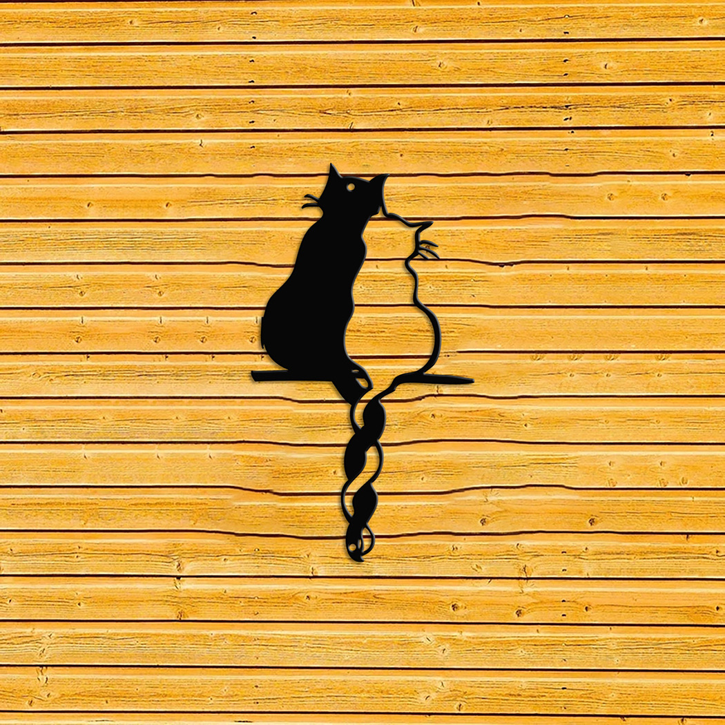 现代轻奢情侣猫动物剪影镂空线条室内外墙面装饰艺术品时尚修饰物详情图2