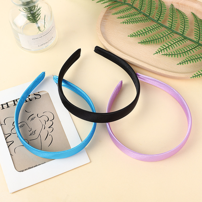 The New 2Cm Wide Solid Color Fabric Hair Band Smooth Fabric Simple Hair Band Without Injury Can Be Diy Design details Picture