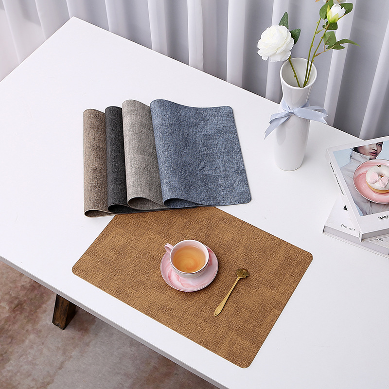 Northern Europe Ins Simple Cloth Leather Placemat Double-Sided Waterproof Anti-Hot Insulation Table Mat Square Western Placemat Wholesale Specification drawing