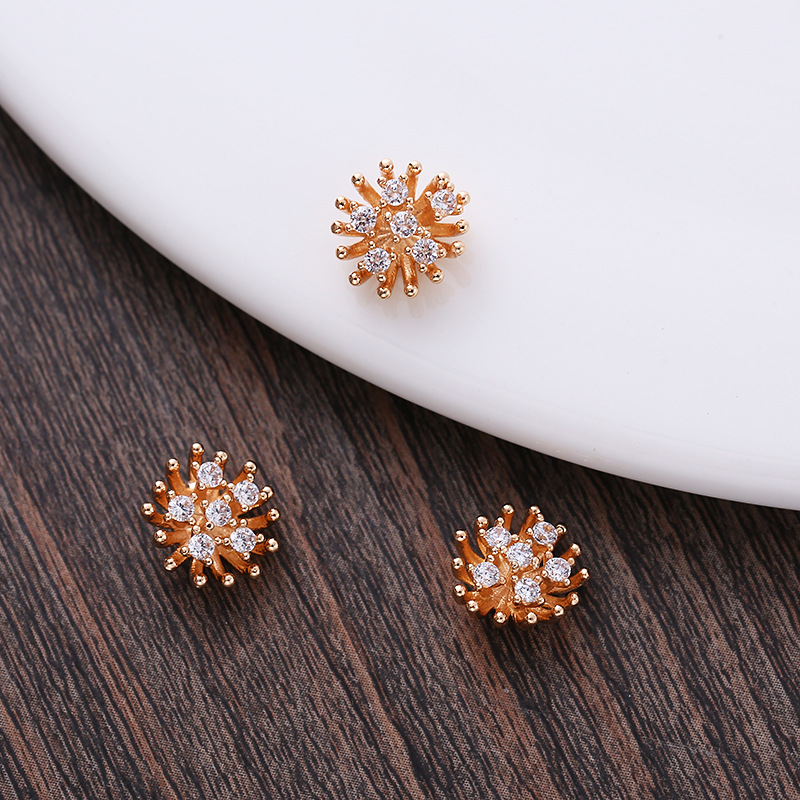 10mm镀金保色锆石花蕊花心花托diy耳环发簪流苏璎珞饰品配件材料细节图