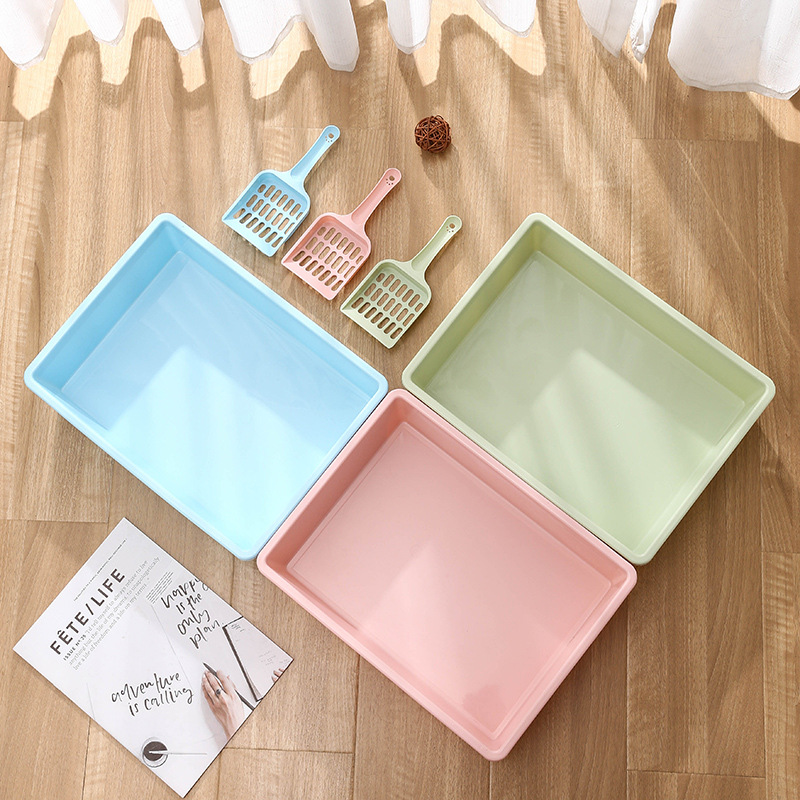Rectangular pet cat litter box without cover, pet litter box, cat cleaning supplies, pet cat litter box, cat poop box Specification image