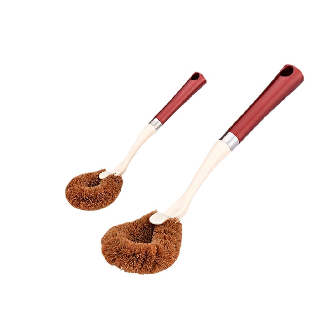 Coconut palm non-stick oil pan brush manufacturer direct supply kitchen wall-mounted cleaning brush for washing pans Item Picture