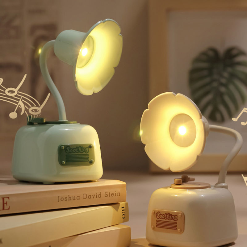 New creative retro gramophone table lamp ornament endless dimming Birthday gift Dorm room rechargeable nightlight with music