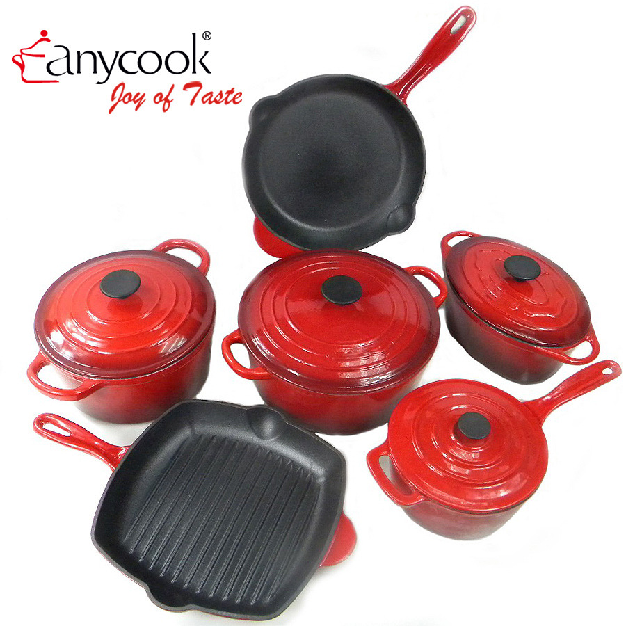 Anycook搪瓷铸铁蒸锅 不粘平底家用不锈钢大炒锅 奶锅锅具套装 养生烹饪