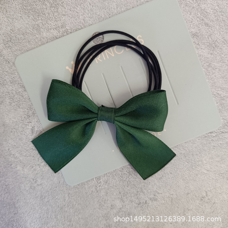 Korean Original Sweet Girl Students Solid Color Bow Headstring High Elastic Multi-Strand Leather Band Hair Rope Headstring Accessories Specification drawing