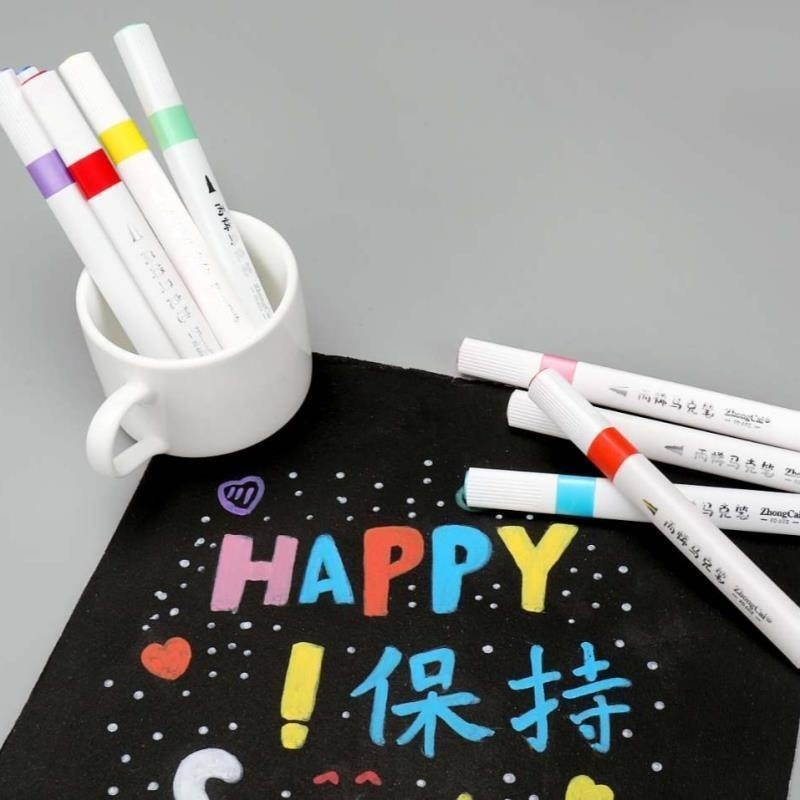 中彩丙烯马克笔涂鸦笔不掉色DIY咕卡笔套装儿童学生水彩笔24 36色详情图3