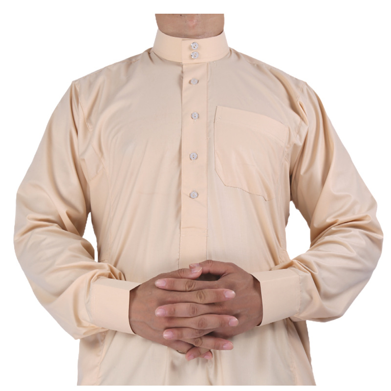 Spot high quality Arab robe Europe and the United States men's national robe collar shirt sleeve Middle East Saudi Arabia clothing Item Picture