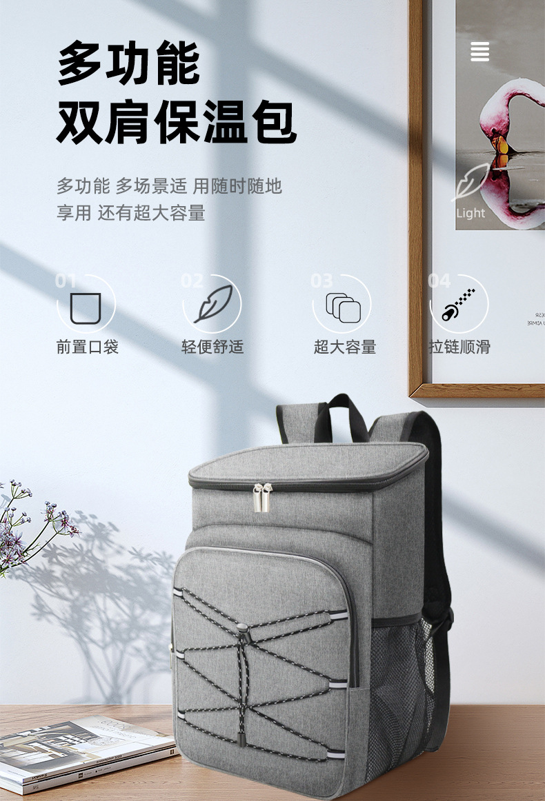 跨境大容量双肩保温包户外露营保温背包牛津布冰包双肩保温袋定制详情2