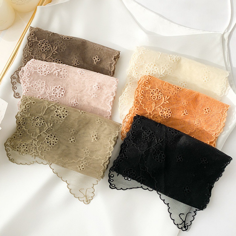 Long Silk Scarf Fairy Wind Solid Color Lace Small Scarf Long Spring Summer Autumn Thin Scarf Decorative Gauze Scarf Neck Neck Item Picture