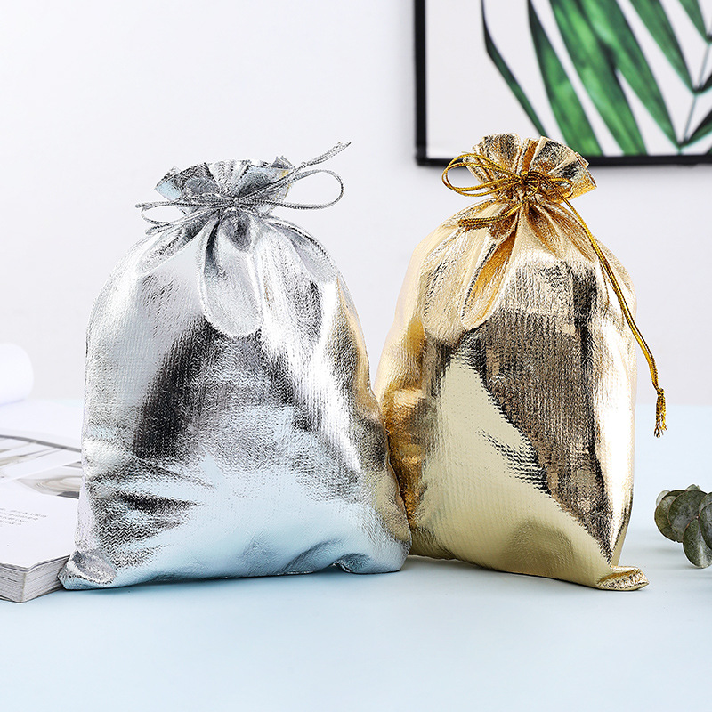 厂家现货 金银布束口袋 首饰包装抽绳小袋子 珠宝饰品便捷收纳袋