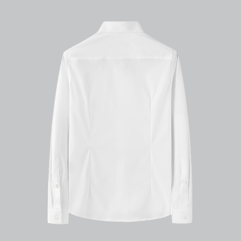 New style Tencel cotton no-iron high-end solid color men's long-sleeved shirt with lapel webbing, TB trendy brand men's shirt details Picture