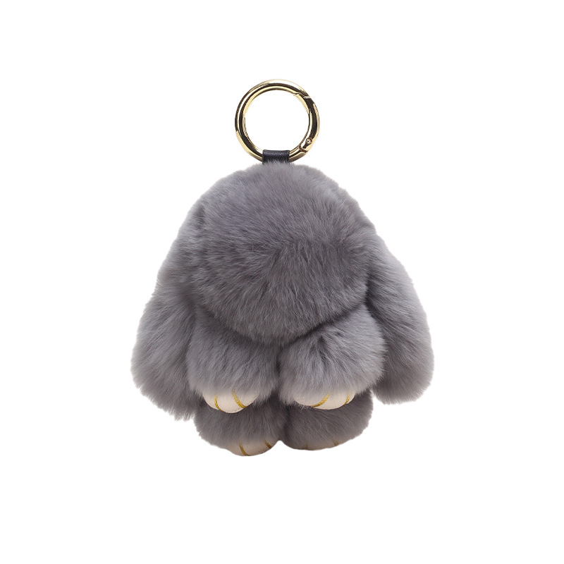 Original genuine rex rabbit fur dead rabbit classic plush light luxury girls' bag pendant, cute keychain gift Item Picture