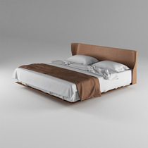 Italian minimalist saddle leather bed Nordic light luxury double bed master bedroom modern simple floating wedding bed designer