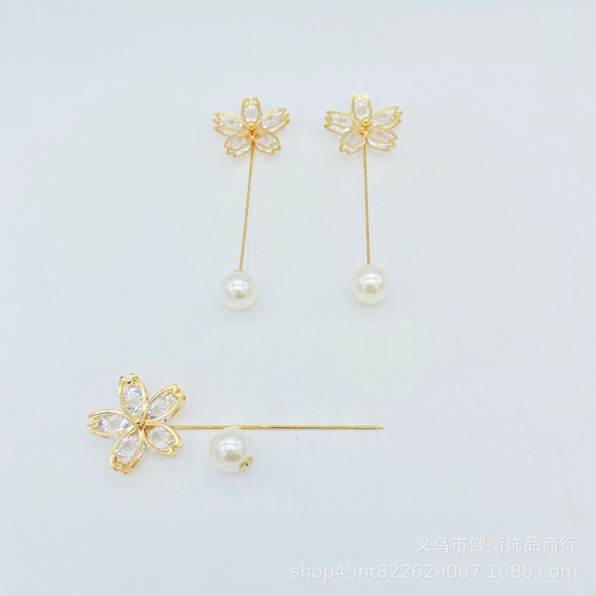 圆片插花针胸/一字插针/胸花饰品珍珠细节图