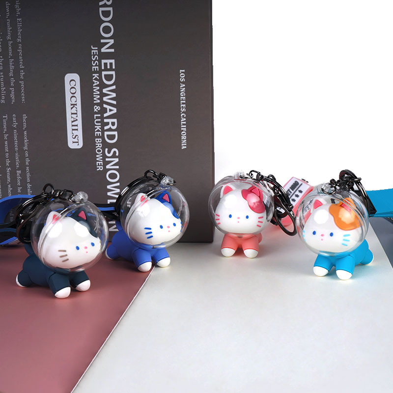 Creative Space Cat Astronaut Exquisite Cartoon Keychain Car Key Chain School Bag Hanging Ornaments Small Gift Wholesale Application Scenario