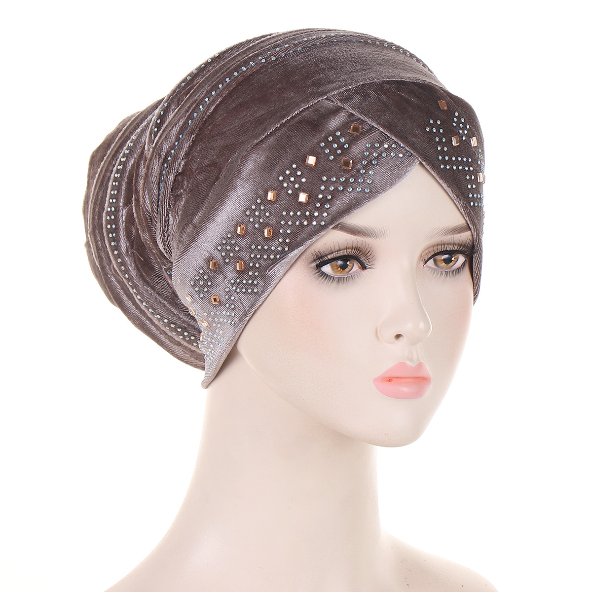 Aliexpress European And American Canary Iron Drill Hat Muslim Turban Folding Pile Hat In Stock