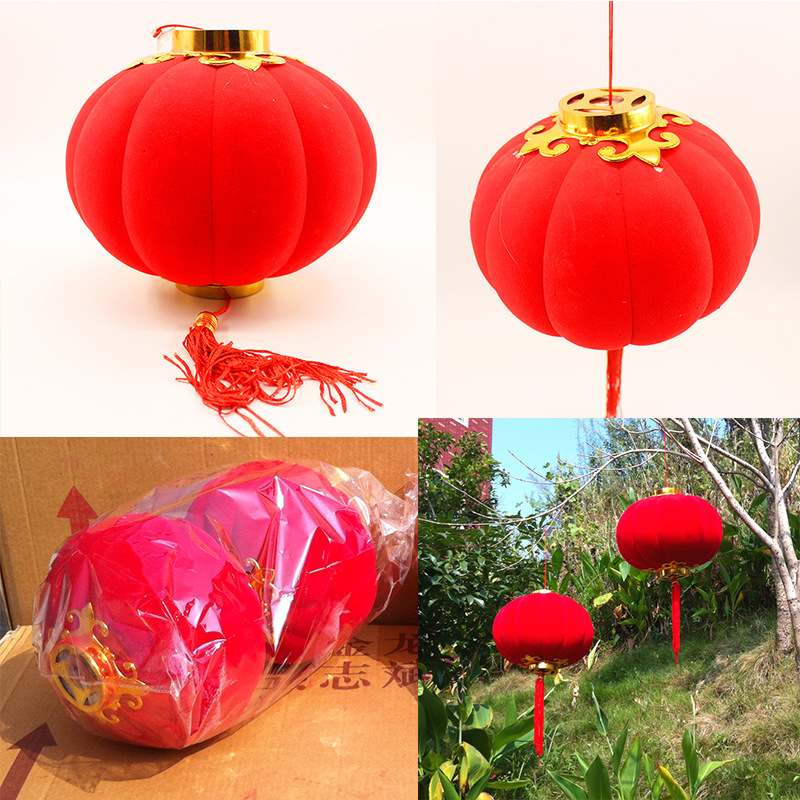 25#植绒红灯笼酒店售楼部植物广场氛围营造喜庆 红灯笼春节用品图