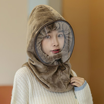 Hat female cycling windproof cover cap baotou cap warm cap autumn and winter bib one hooded anti-cold ear protection cap