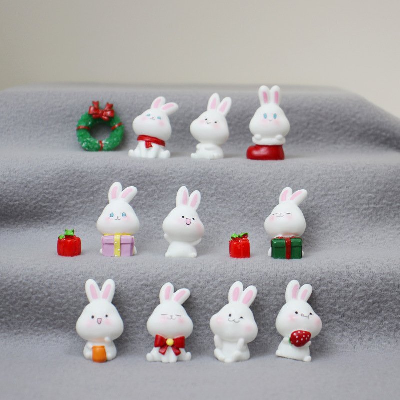 树脂工艺品仿真动物卡通可爱小兔子摆件桌面家居装饰品微景观批发图