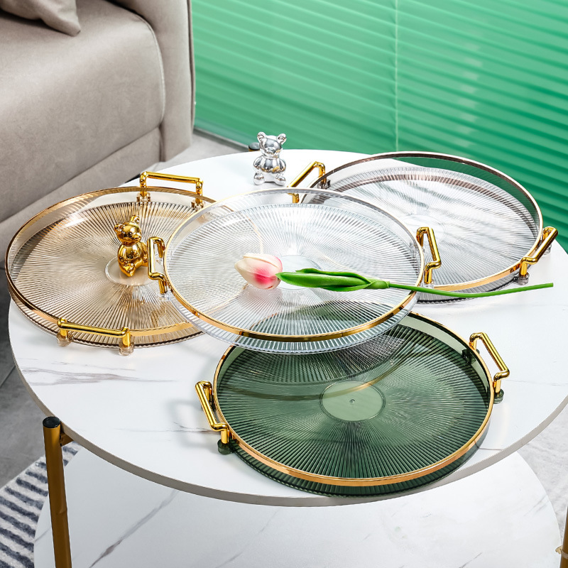 Light Luxury Phnom Penh Round Plastic Tray Household Water Cup Teacup Storage Tray Beauty Salon Commercial Tea Cup Tray details Picture