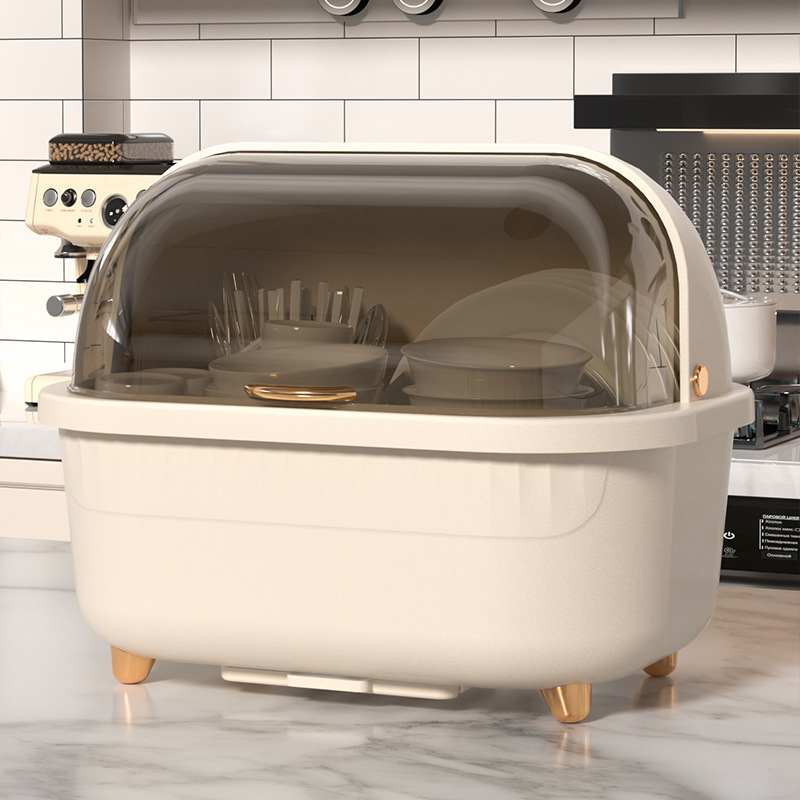 Nordic new kitchen floor type PP with cover cupboard Dustproof drains with cover large capacity bowl rack Dish rack 01012-8834 Application Scenario
