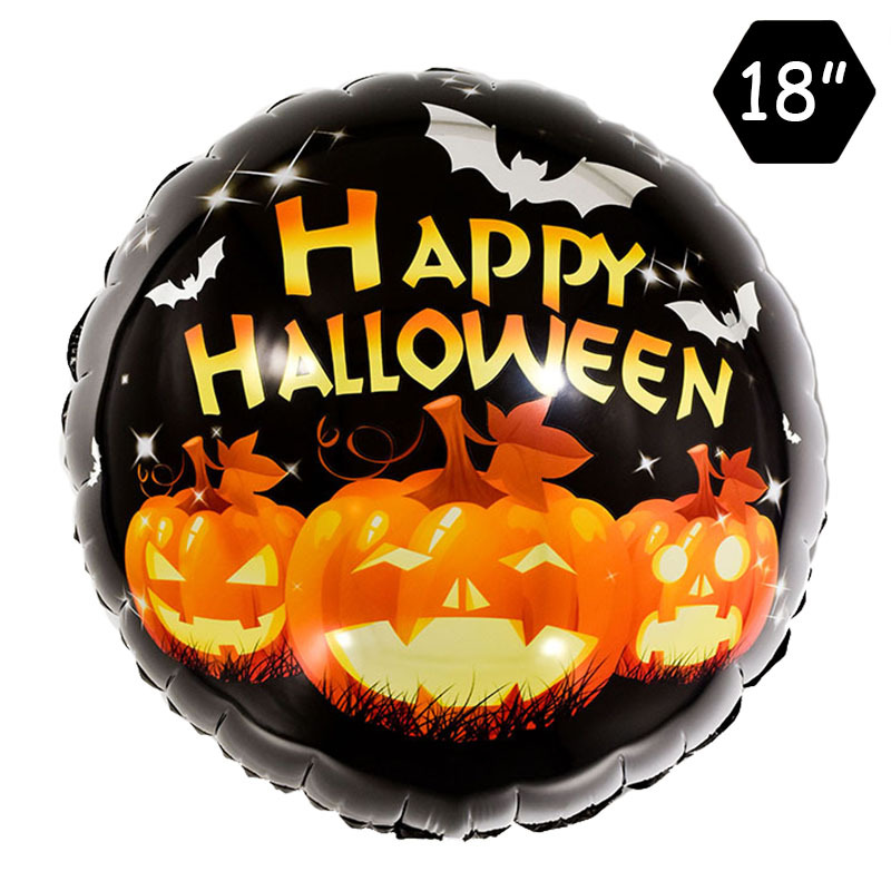 New cross-border 18 inch round aluminum film balloon Halloween cartoon cute pumpkin print party decoration floating empty ball thumbnail