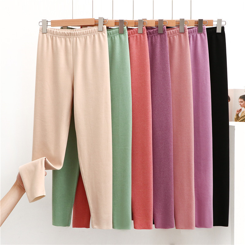 Autumn And Winter 2022 New Cashmere Warm Leggings Women's Large Size Pants Double-Sided Cashmere De Cashmere Ab Long Johns