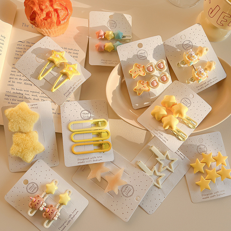 Dopamine Star Children's Hairpin 2025 New Style Cute duckbill clip Forehead Bangs Side Hairpin Headwear wholesale details Picture