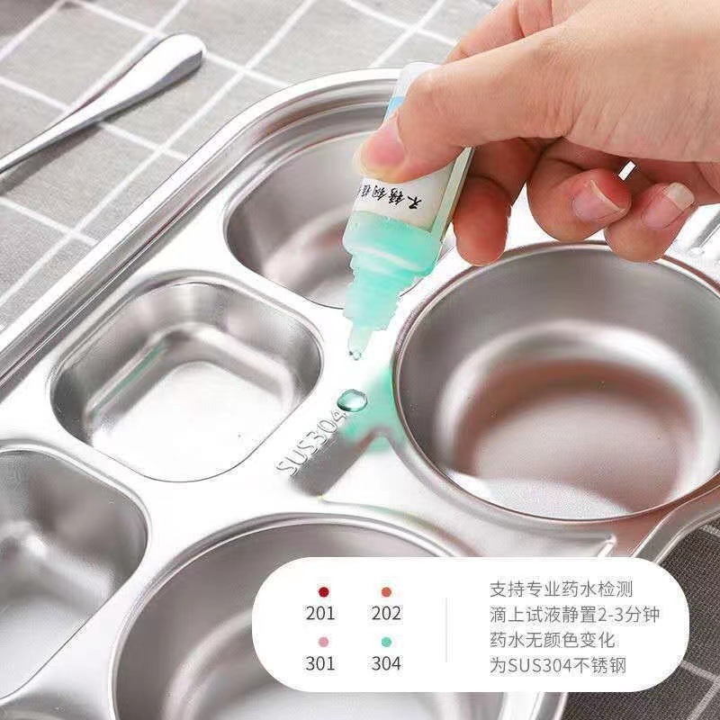 304 Stainless Steel Plate Kindergarten Special Dinner Plate Children's Baby Cartoon Tableware Divided Into Three Grid Plate Four Grid Application Scenario