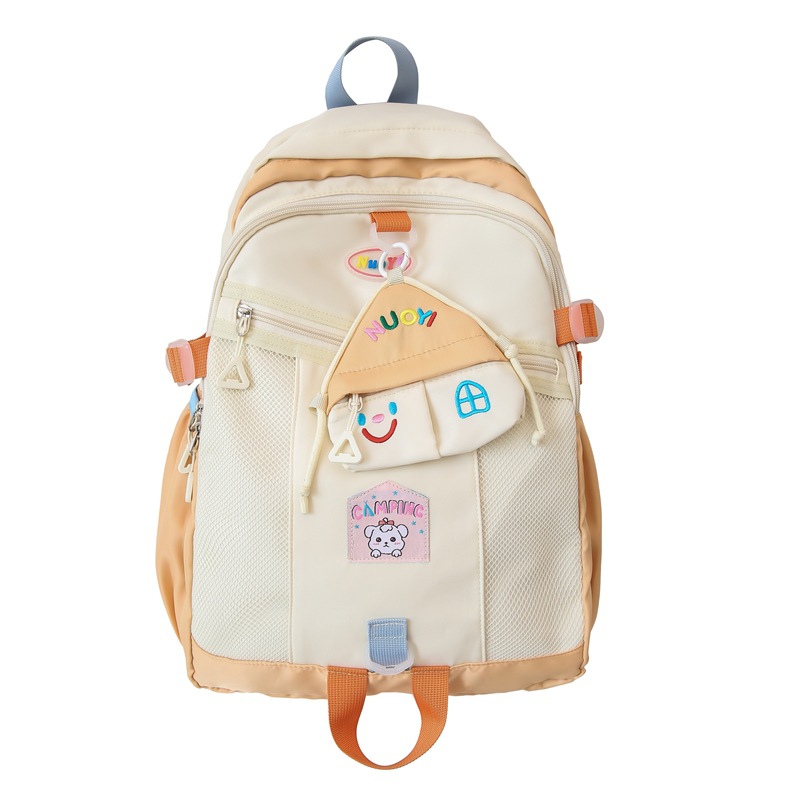 A Korean-style, color-blocking, fresh and clean backpack for high school students, a campus Instagram style, a simple forest-themed backpack for girls Item Picture