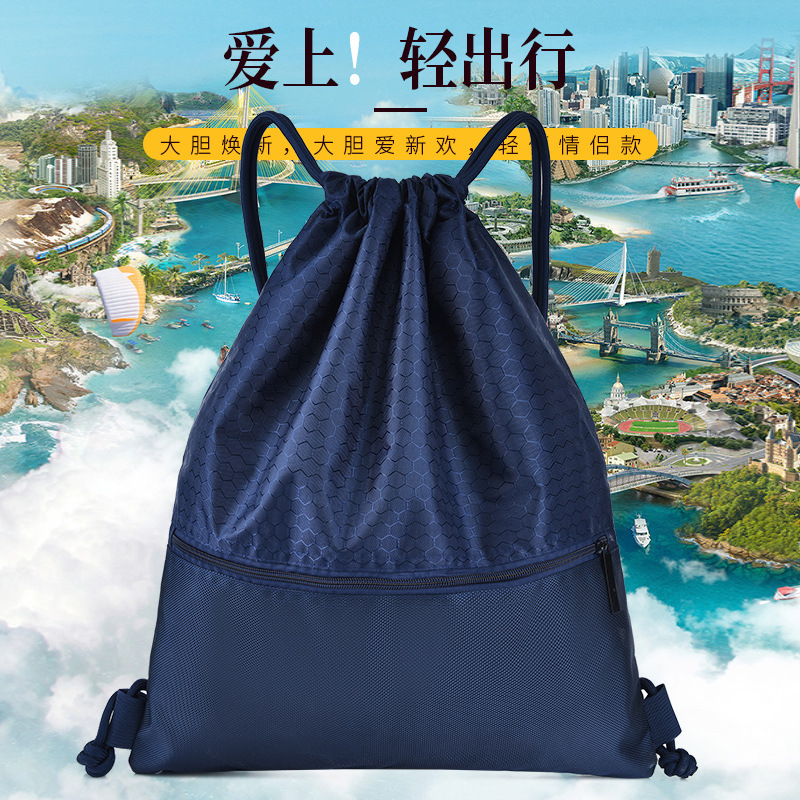 Oxford Cloth Bundle Pocket Drawstring Backpack Large Capacity Lightweight Travel Bag Outdoor Sports Fitness Basketball Bag Wholesale