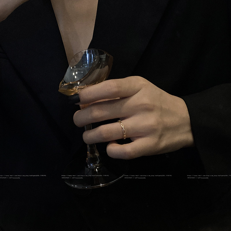 韩版抖音网红个性戒指创意时尚链条指环气质轻奢精致设计感戒指详情图4