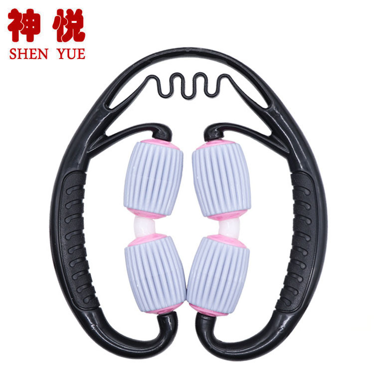 新款素色瑜伽按摩滚轮夹腿器手臂腰部按摩肌肉腿环形夹腿器