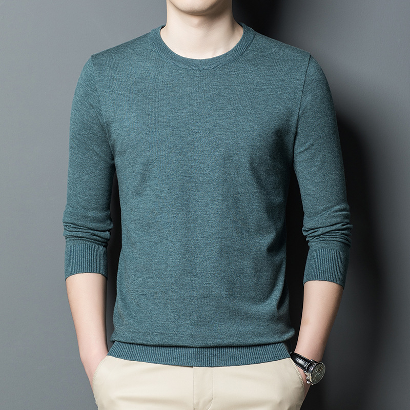 2023 Autumn and winter cashmere long-sleeved T-shirt for men, thin knitted dad wear, wool sweater brand, business men's T-shirt