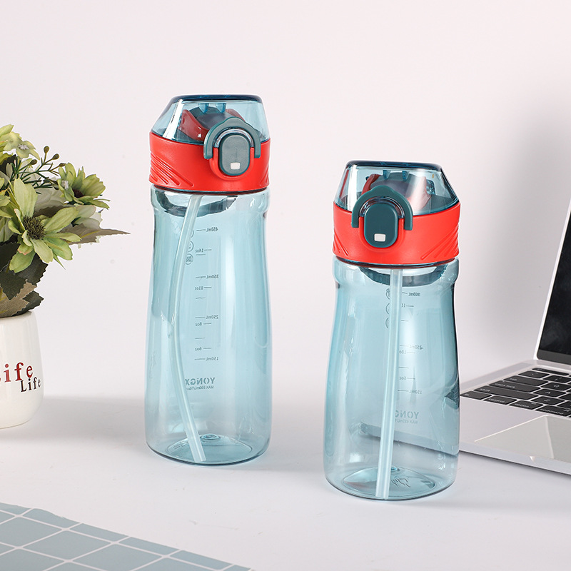 Yongxuan water cups, student straw cups, children's silicone spouts, plastic cups, outdoor sports and fitness water bottles, workers' hand-held cups