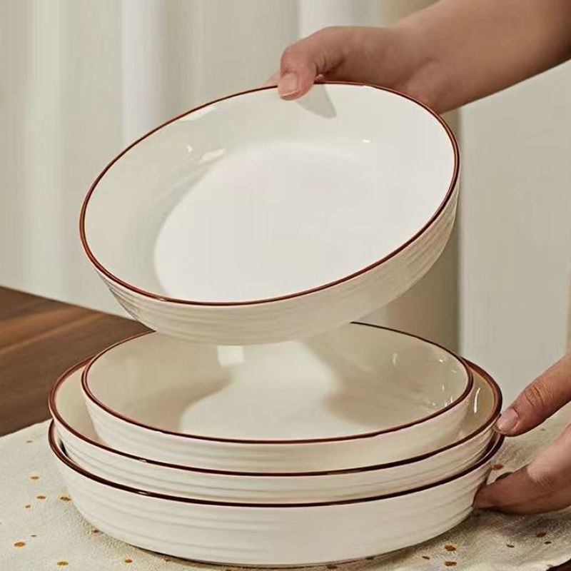 盘子家用菜盘欧式深盘菜碟简约高颜值餐具加厚陶瓷餐盘