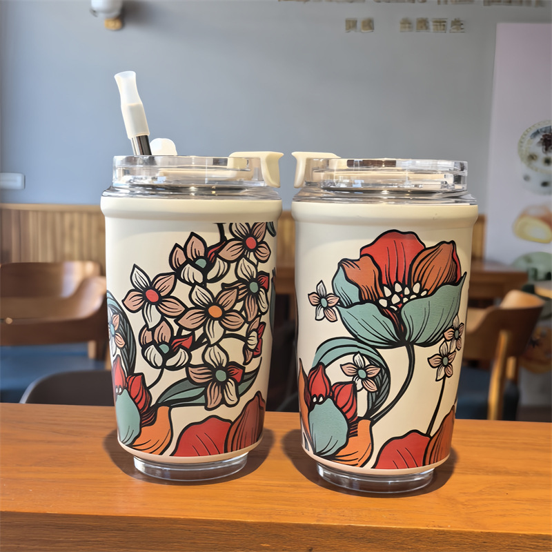 304 stainless steel straw insulated cup, high appearance level, coffee cup for men and women, portable office water cup for going out Specification image