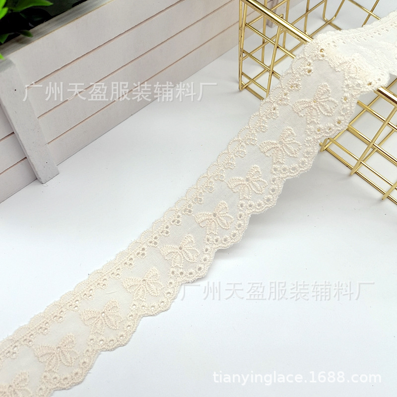 Factory direct supply of pink apricot cotton fabric butterfly lace trim accessories, Lolita clothing and textile decoration materials pic 4