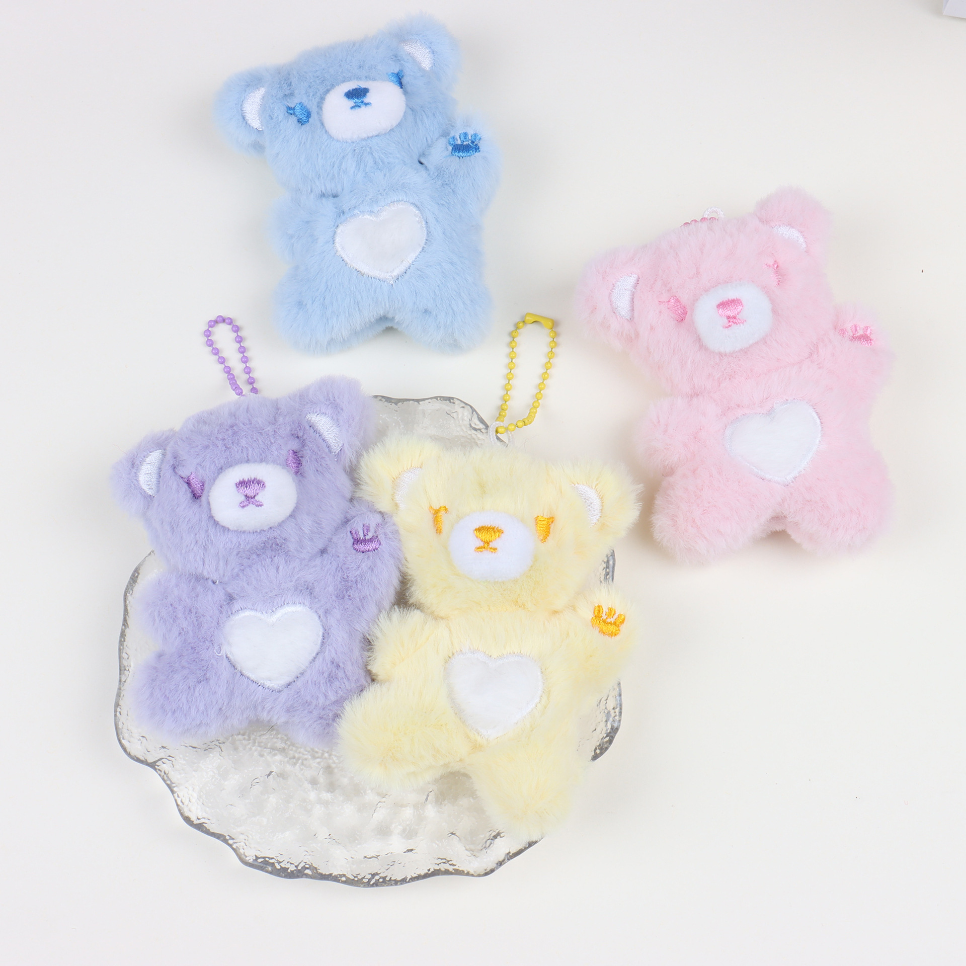 New cute plush heart bear pendant, cartoon doll decoration, creative small gift, doll bag accessory details Picture
