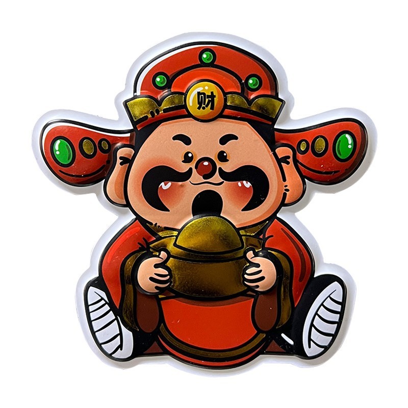 New national trend God of Wealth, Kitchen God, refrigerator stickers 3D stereoscopic magnetic stickers, New Year's festive Chinese-style creative decorative stickers for the entrance door Item Picture
