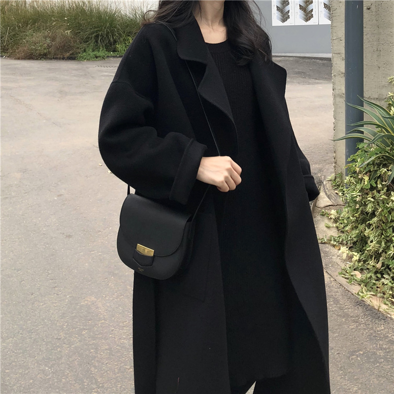The new Korean-style double-sided woolen overcoat for women in the autumn and winter of 2023 is a mid-length, loose woolen coat Application Scenario