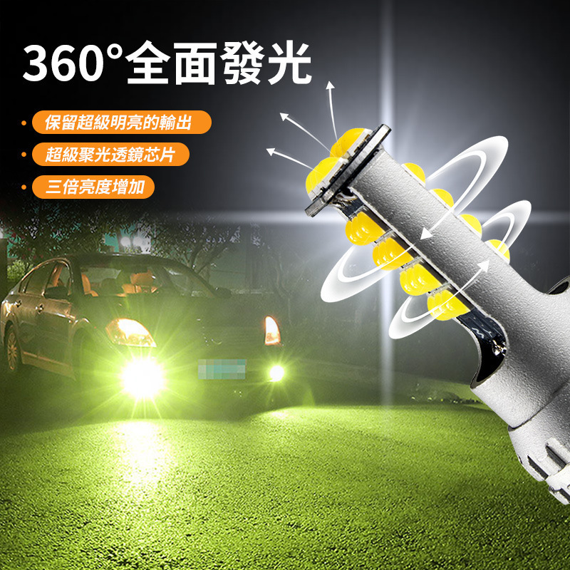 汽车LED前雾灯灯泡超亮黄金眼H11 9006 881 H3 双色爆闪雾灯                       产品图