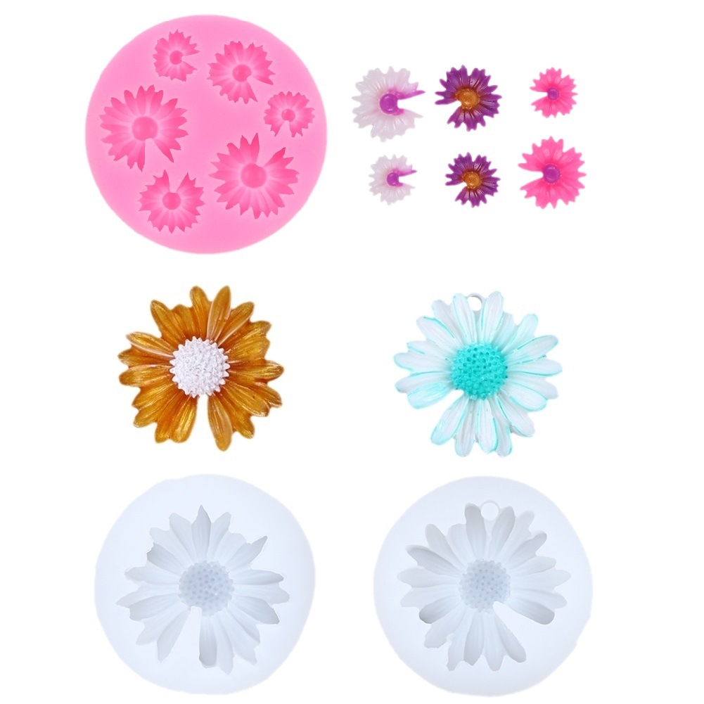 diy Fondant cake baking mold, Daisy sunflower flower car air outlet aroma decoration silicone mold Item Picture